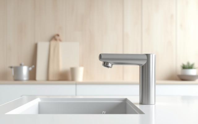 Modernt kökskran med vattenfilter